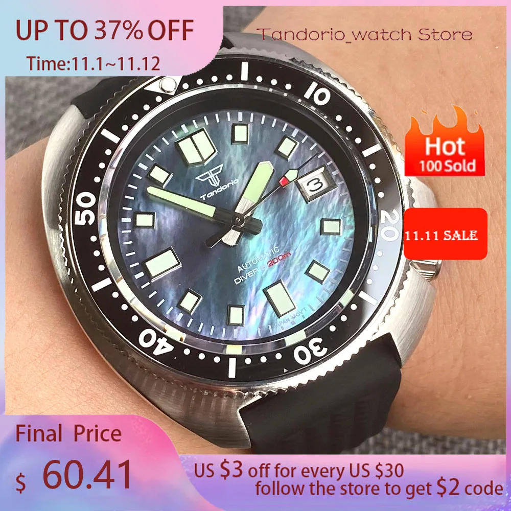 Pаспродажа Часы мужские автоматические, водонепроницаемые, с сапфировым стеклом и резиновым ремешком