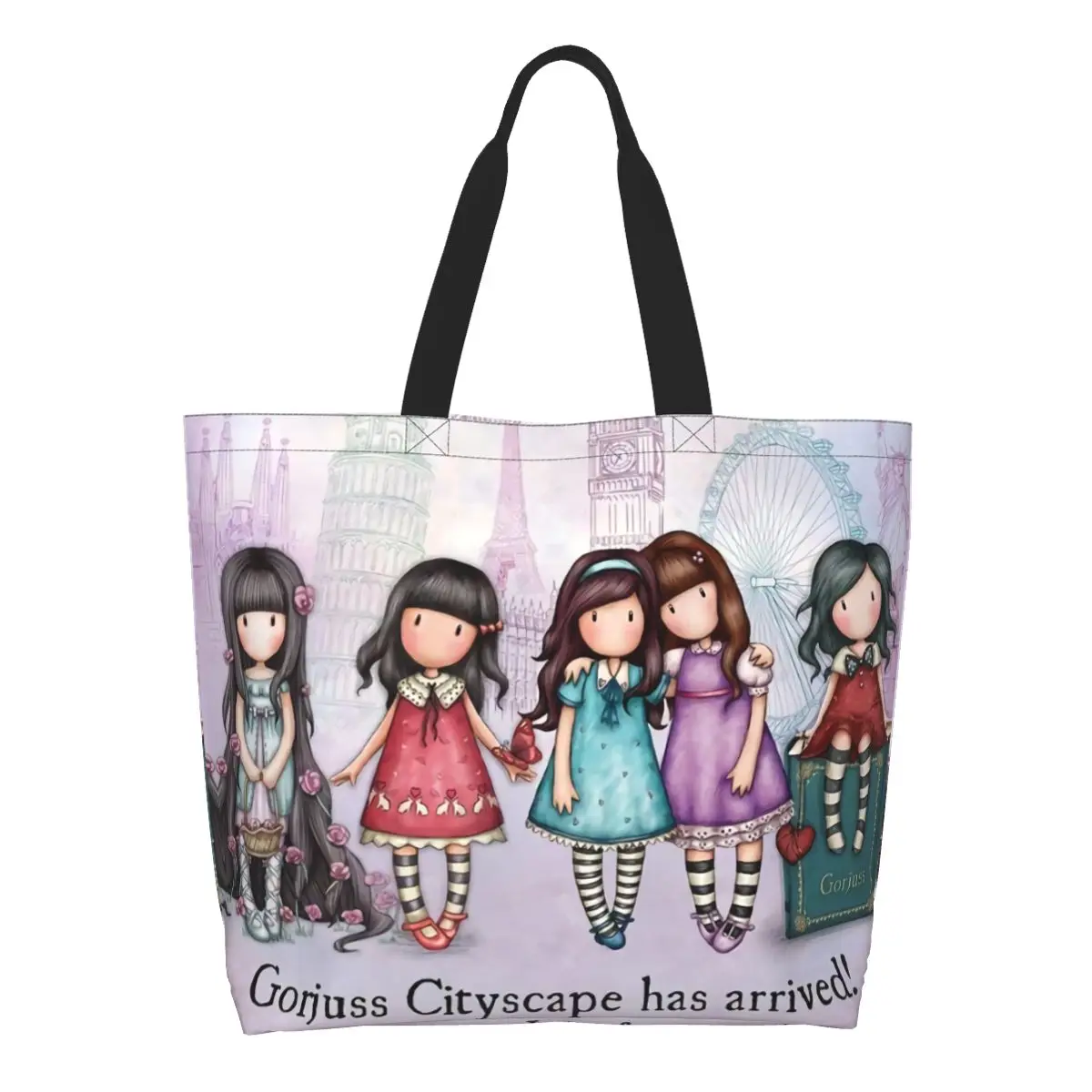 

Recycling Santoro Gorjuss Shopping Bag Women Shoulder Canvas Tote Bag Durable Anime Beautiful Girl Grocery Shopper Bags