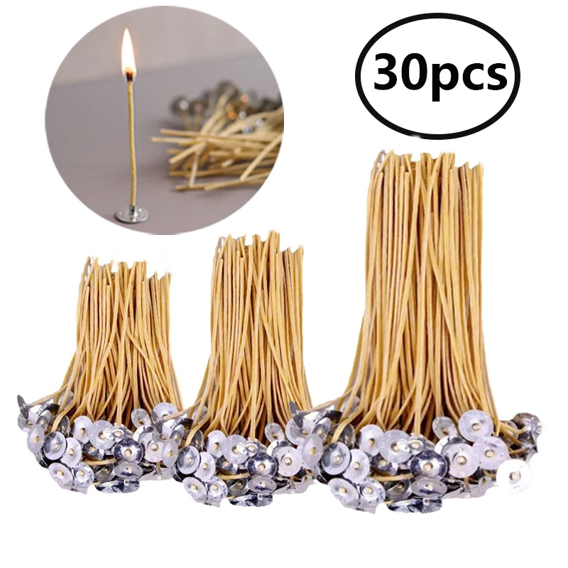 9-20cm Beeswax Wicks 30 Pcs Smokeless High Quality With Clip Base Pre-waxed Wicks for DIY Making Candle Accessories for Party