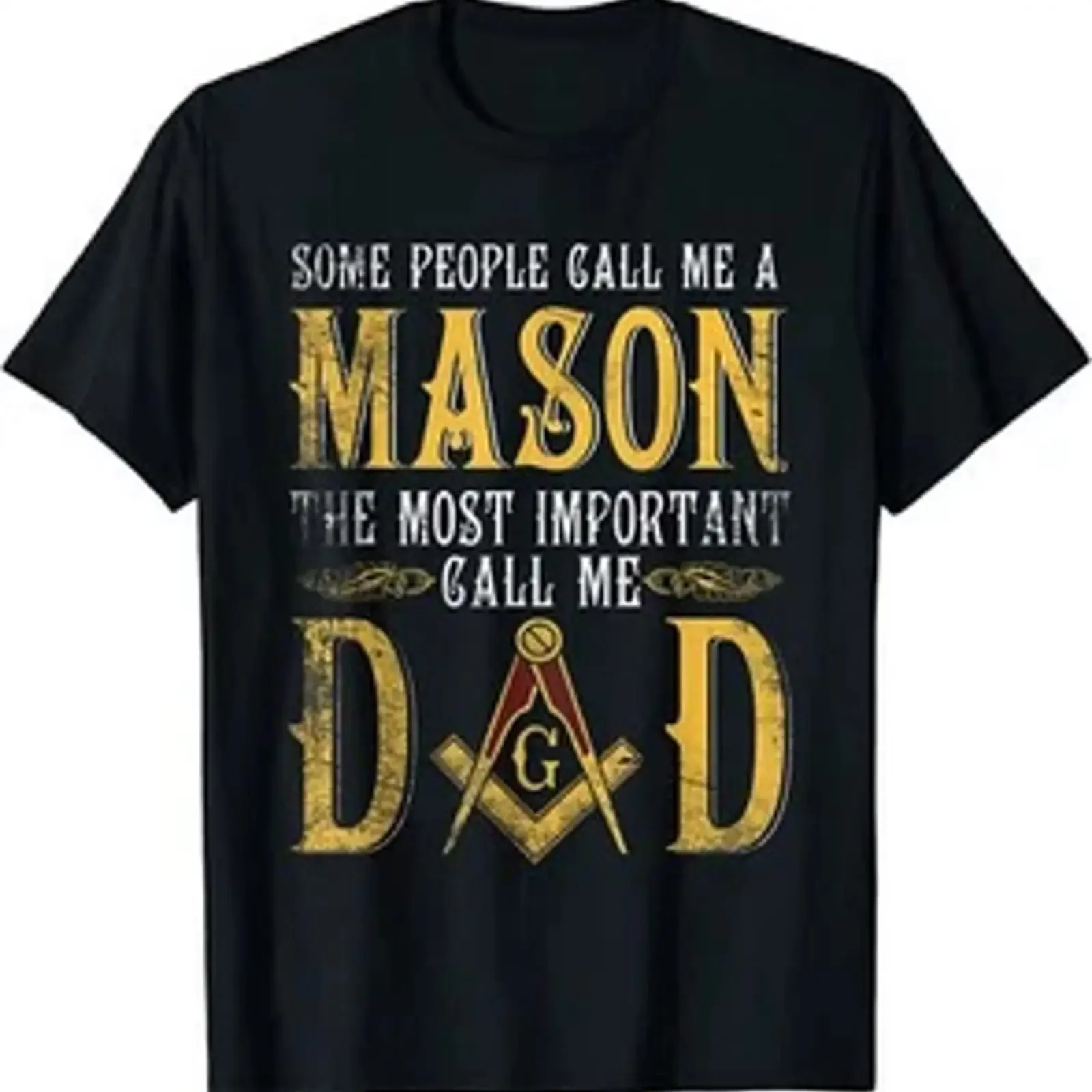 Фото Футболка с надписью «Masonic Most Important Call Me Mason Dad» ко Дню отца, размер S-5XL, винтажная, с эффектом потертости, удобная, повседневная, мужская. №1