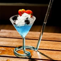 12pcs creative cocktail glass screw spiral straw molecular bar party transparent martini champagnwine glass