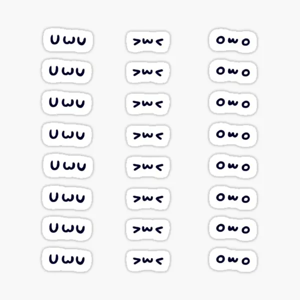 

Owo Uwu W Emote Stickers 5PCS Stickers for Bumper Art Living Room Funny Stickers Laptop Window Decor Luggage Wall Decorations