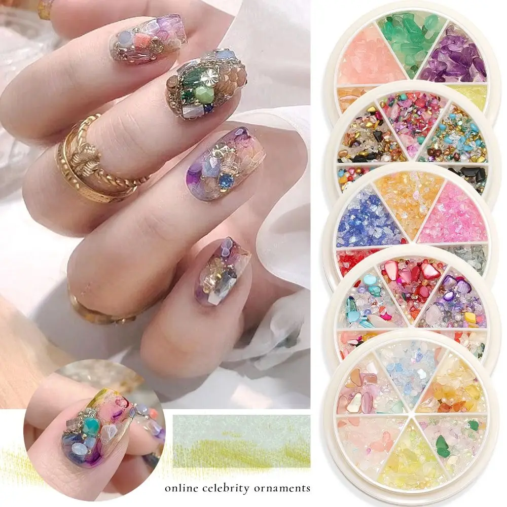

1 Box Shiny 3D Crushed Ore Irregularity Flatback Glass Crushed Stone Nail Art Ornaments Nail Rhinestone Manicure Accessories