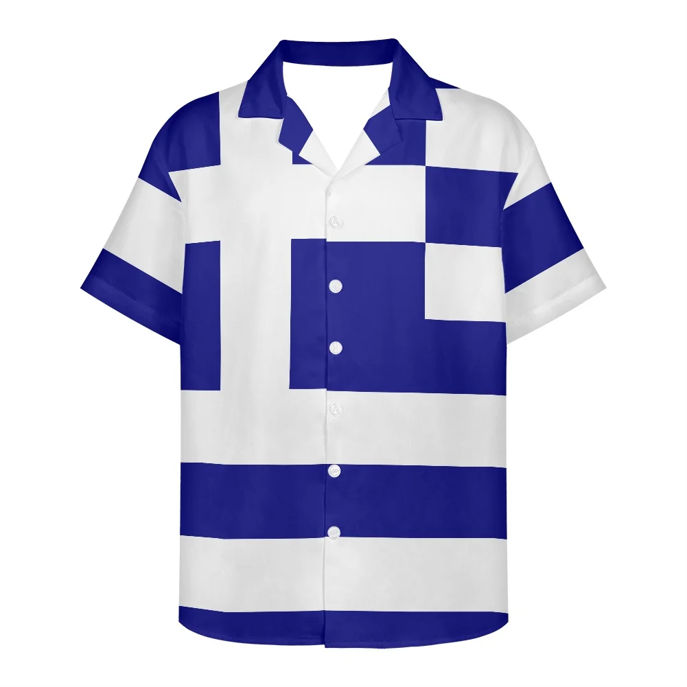 

Greece Flag Design Pattern Summer Vintage Fashion Short Sleeve Hawaii Shirts For Men Camisa Masculina Casual Holiday Party NEW