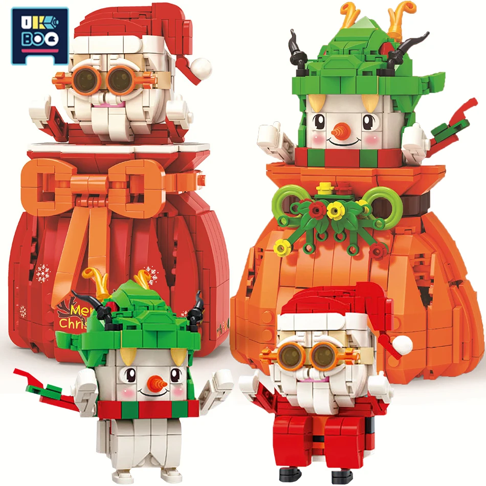 

Christmas Series Lucky Bag Santa Claus Snowman Building Blocks Model Set New Year Decoration Bricks Children's Holiday Xmas Gift