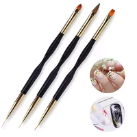 3pcsset nail art line painting pen slim 3d tips acrylic uv gel brushes drawing colorful line grid design nail manicure tools