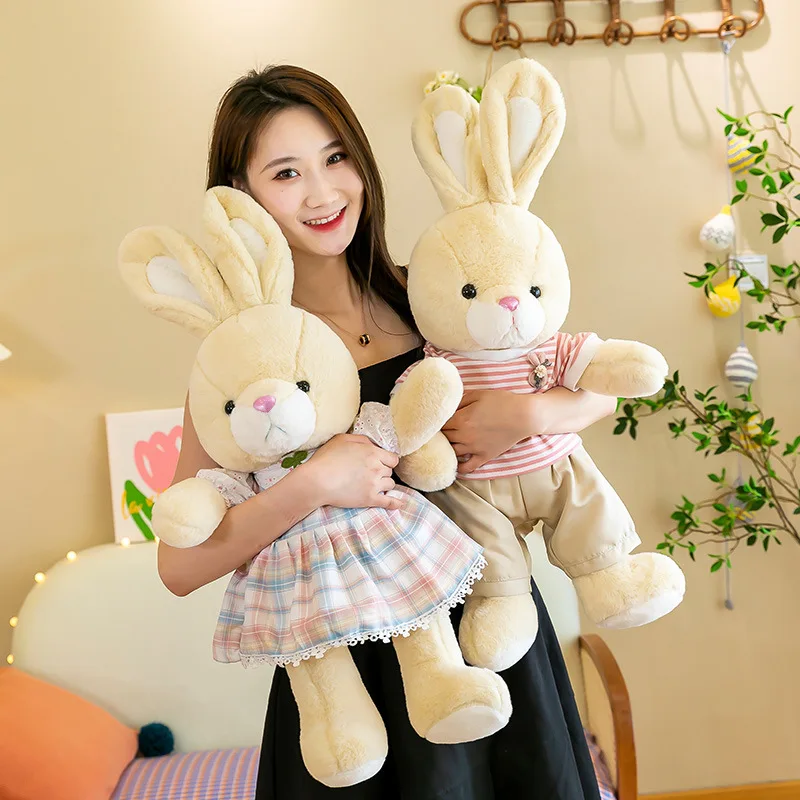 

Симпатичная плюшевая игрушка парный кролик с цветочной юбкой 2022/День Святого Валентина/подарок на день рождения/талисман года кролика