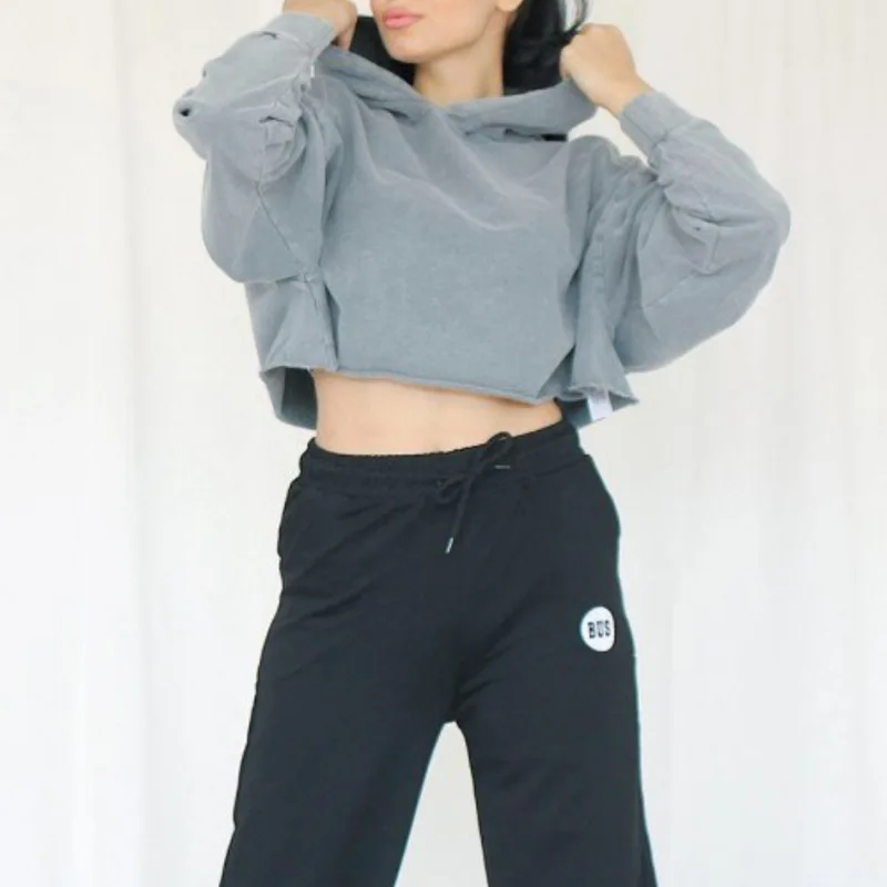 

2021 New Spring Hoodie Women's Street Style Loose Hoodie Oversized Casual Soild Sweatshirt Women's Sexy Navel Exposed Pullovers