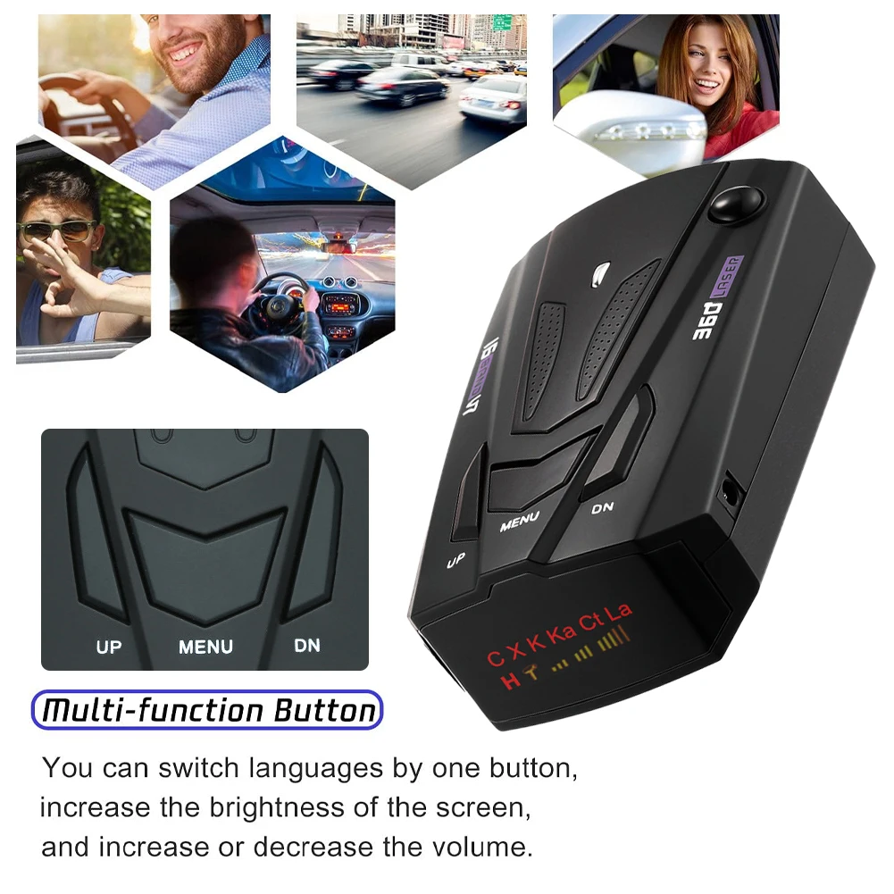 

12V Radar Detector For Cars 360-degree Radar And Laser Radar Detector For Car With Voice Prompt Speed Vehicle Speed Alarm System