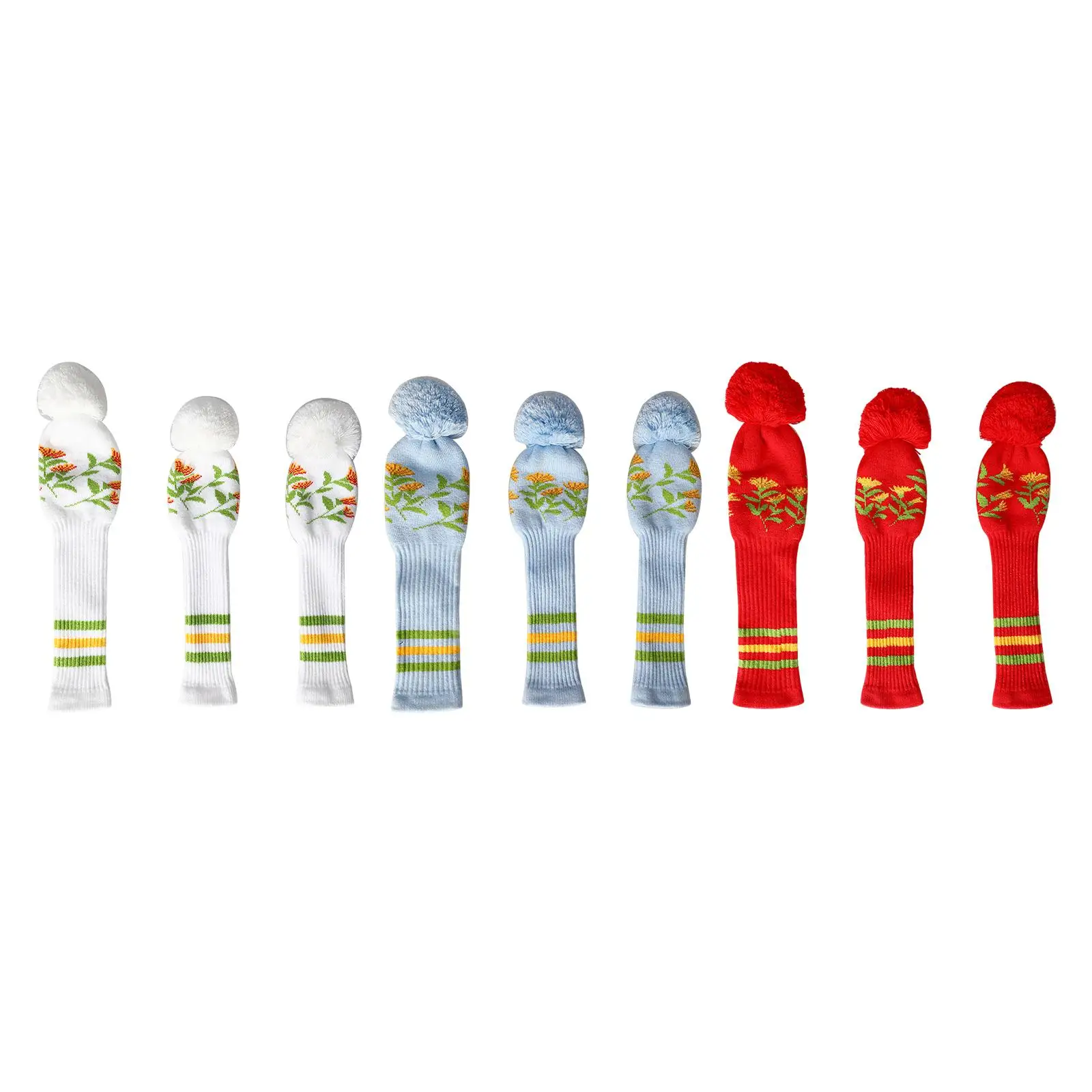 

3Pcs Knitted Golf Club Head Covers Pom Pom Golf Headcovers Set for Golf Bag