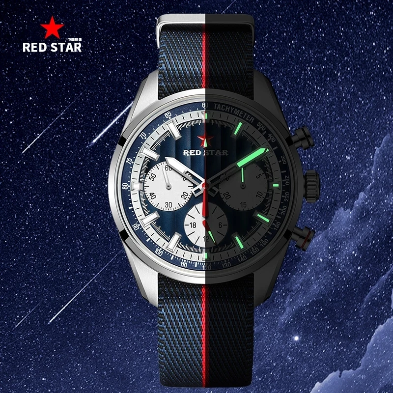 

RED STAR 1963 Pilot Chronograph Watch Men Real Three-Eyes Seagull ST1903 Mechanical Movement Waterproof Luminous Wristwatches