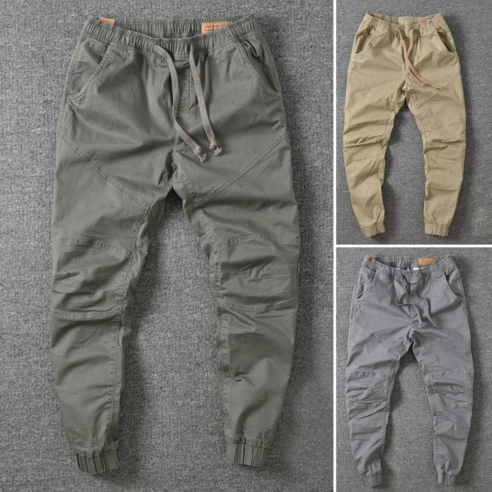 

Men Cargo Pants High Waist Military Trousers Solid Color Drawstring Vintage Trousers Classic Joggers Cargo Pants pantalon homme