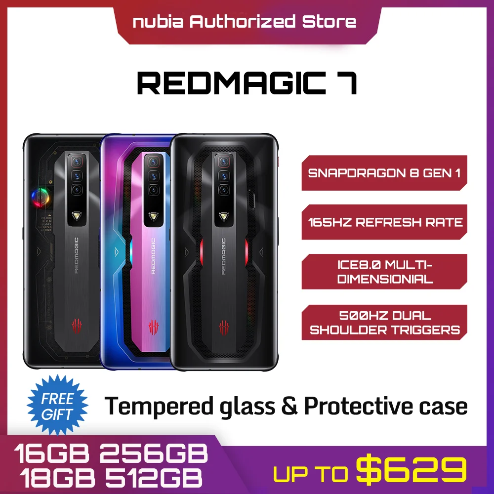FEDEX/DHL Free Nubia REDMAGIC 7 Gaming Phone Global Version 6.8'' 165Hz AMOLED Snapdragon Octa Core 64MP Camera Cellphone