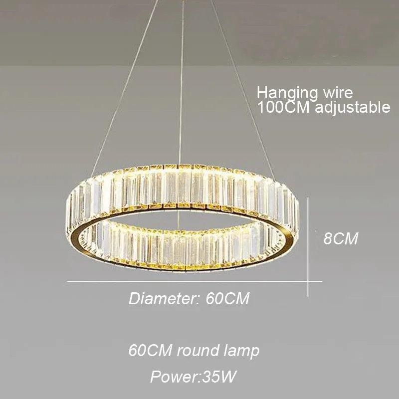 

Роскошная круглая люстра Crysta LLED, дуплексная гостиная, главная спальня, столовая, подвесной светильник, декор дома, светильники