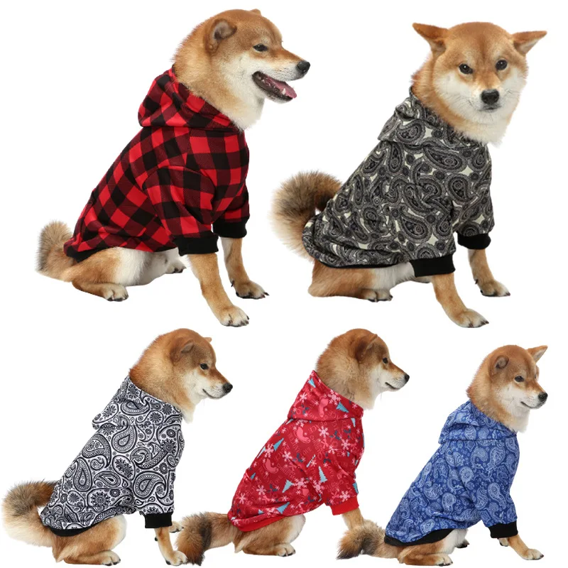 

Новинка Рождественская Одежда для собак клетчатый свитер для домашних питомцев с двумя ногами клетчатая одежда с капюшоном для средних и больших собак удобная одежда для собак костюм для собак