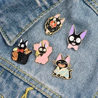 magic black cat enamel pins creative cartoon wizard pet clothes metal badge lapel brooch trend jewelry gifts 2022