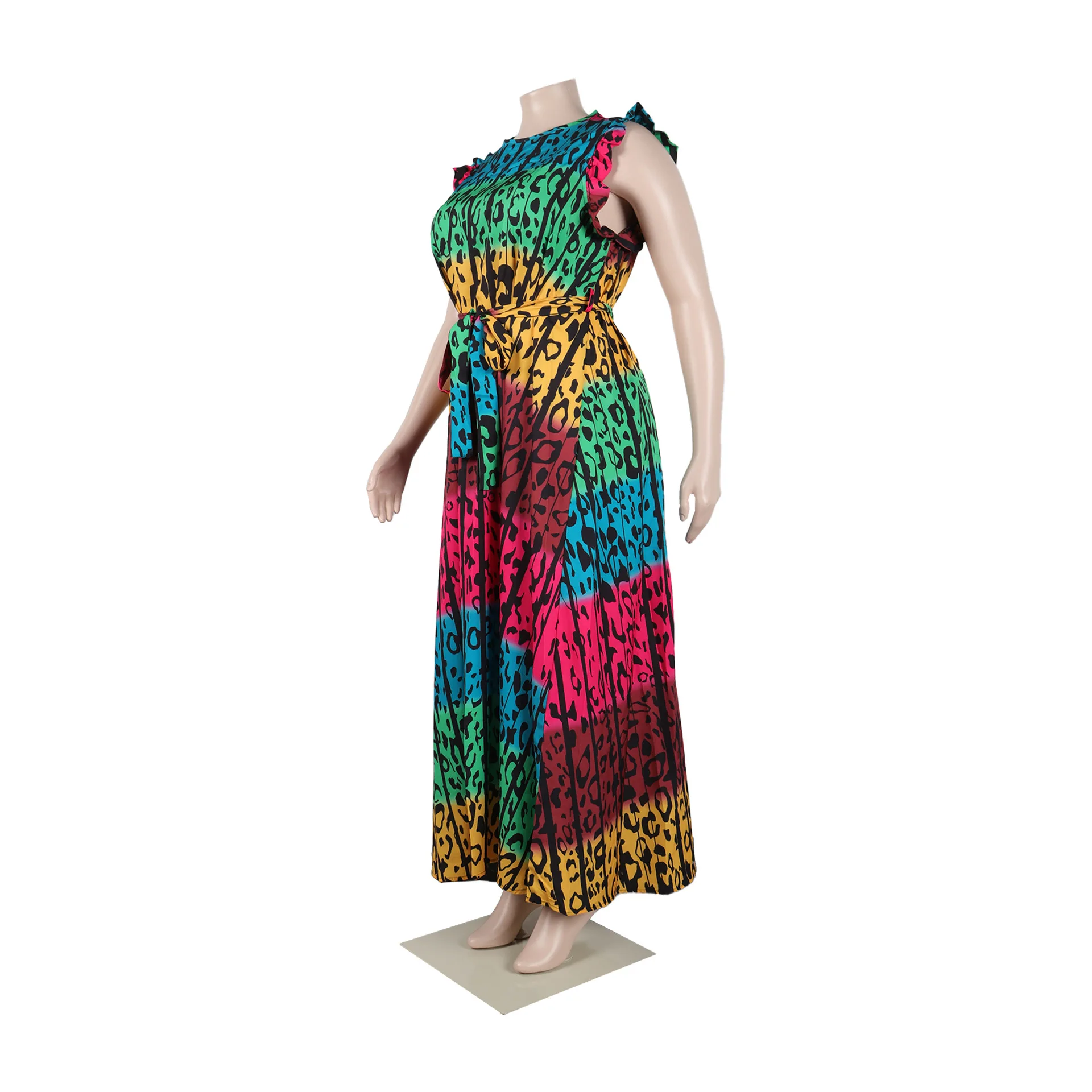 Plus Size Elegant Dresses For Chubby Women Leopard Puff Sleeve Cloth Lady Casual Luxury Robe 2023 Summer Trendy 5xl New In Dress
