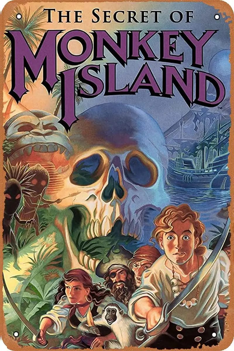 Плакат Секрет обезьяны Vdeo Gme Vntge Metl Sgn Tn Wll rt Decorton Gft 8x12nch