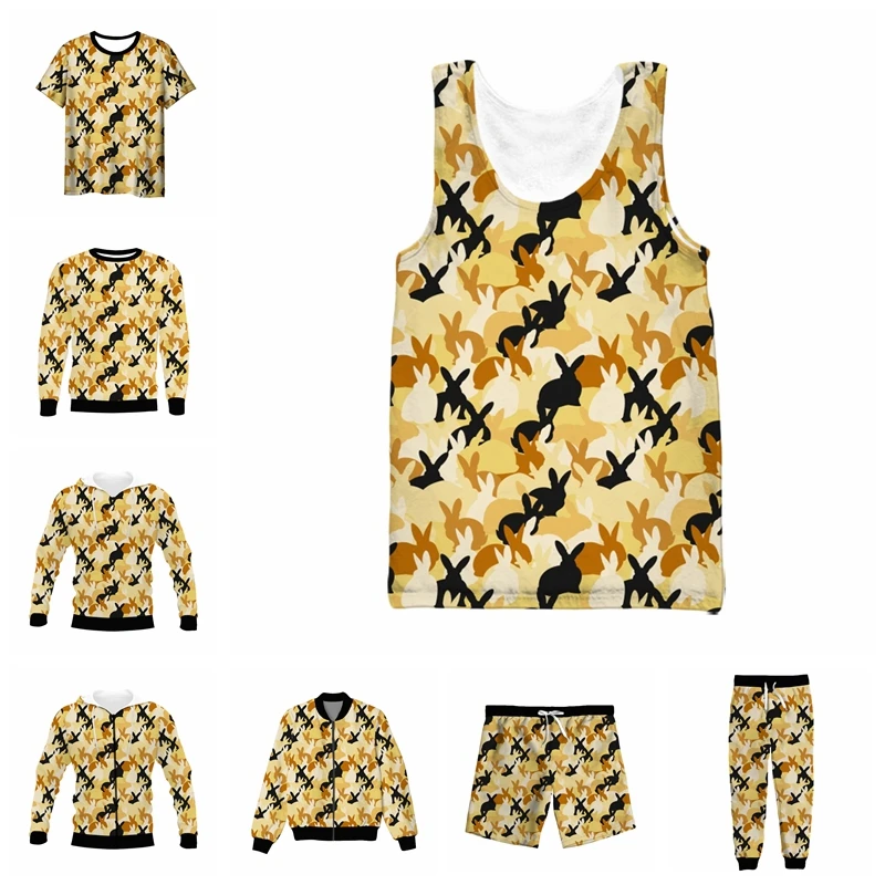 

vitinea New 3D Full Print Bunny T-shirt/Sweatshirt/Zip Hoodies/Thin Jacket/Pants Four Seasons Casual
