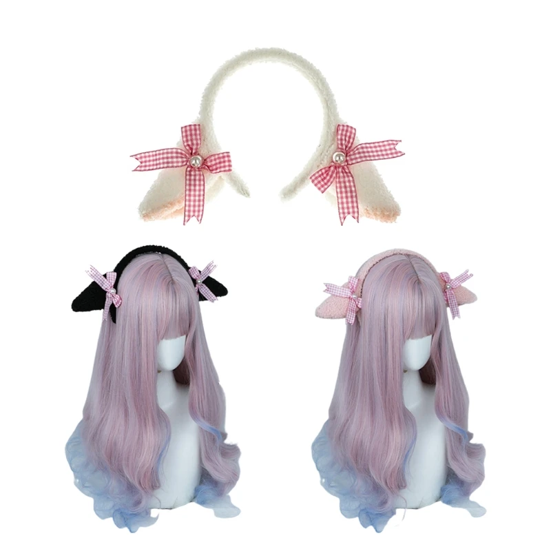 

Lamb Ear Headband Plush Hair Hoop cosplay Lolita hair band for Women Girl