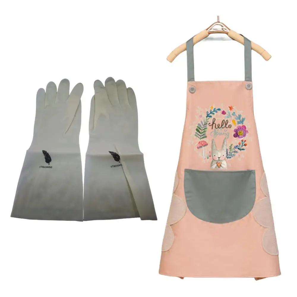 

Фартук 70*90 см не утомляет, плоские игольчатые края, водонепроницаемый шейный ремешок, дизайнерские латексные перчатки для кухни, латексные перчатки