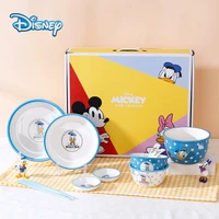 11pcset disney minnie mickey donald duck winnie the pooh kawaii cartoon ceramic cutlery set anime children cutlery gift box