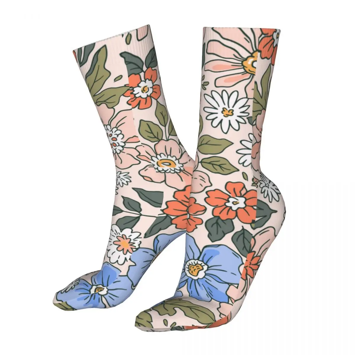 

Compression Elegant Floral Pattern Women Socks 2022 Men Vintage Spring Flowers Bike Socks
