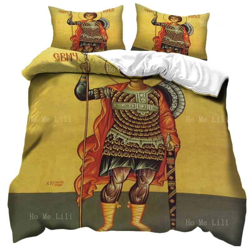 

Christianitys First Bright Orthodox Church Icon The Great And Holy Martyr Of Saint George Duvet Cover By Ho Me Lili