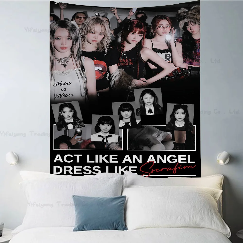 Kpop LE-SSERAFIM гобелен для девочек художественная печать японский настенный аниме
