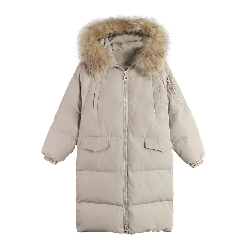 Women Simple Hooded Fur Coats Mid-Length Loose Parkas Korean Outerwear Snow Wear Winter Puffer Warm Bomber Basic Jackets Female