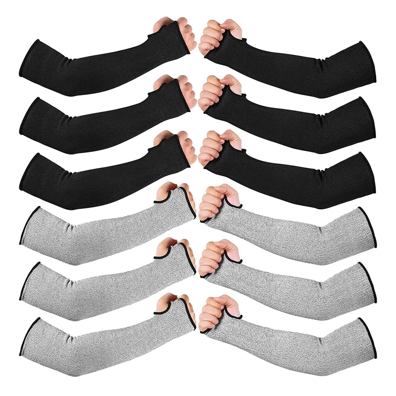 

6 Pairs Resistant Sleeves Welding Sleeves With Thumb Hole 18 Inches Arm Protection Sleeve Farmer Defense Gardening