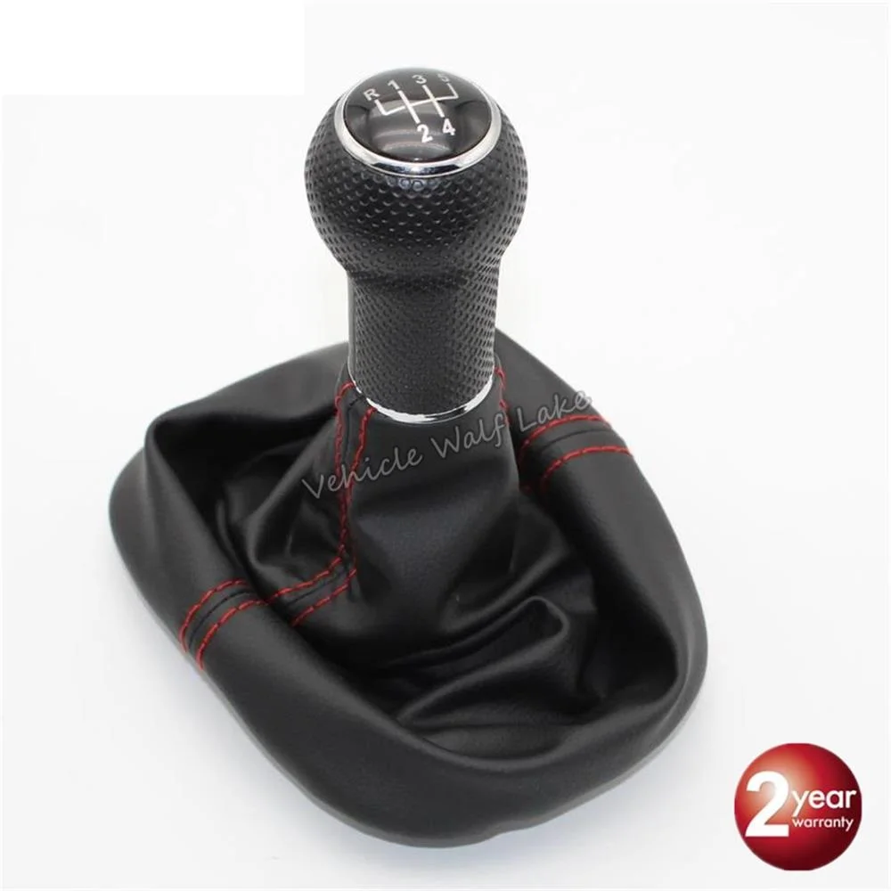 For Seat Leon 2000 2001 Toledo 1999 2000 2001 Car-Styling 5 Speed Gear Lever 23 mm Hole Car Shift Knob Leather Boot Red Line