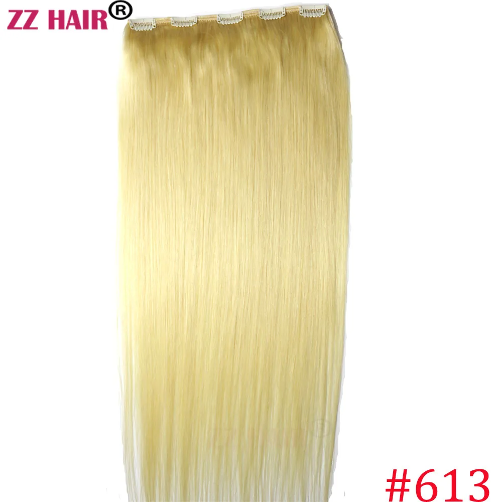 ZZHAIR 100% бразильские человеческие волосы для улучшения 16-24 дюймов прямые на клипсе