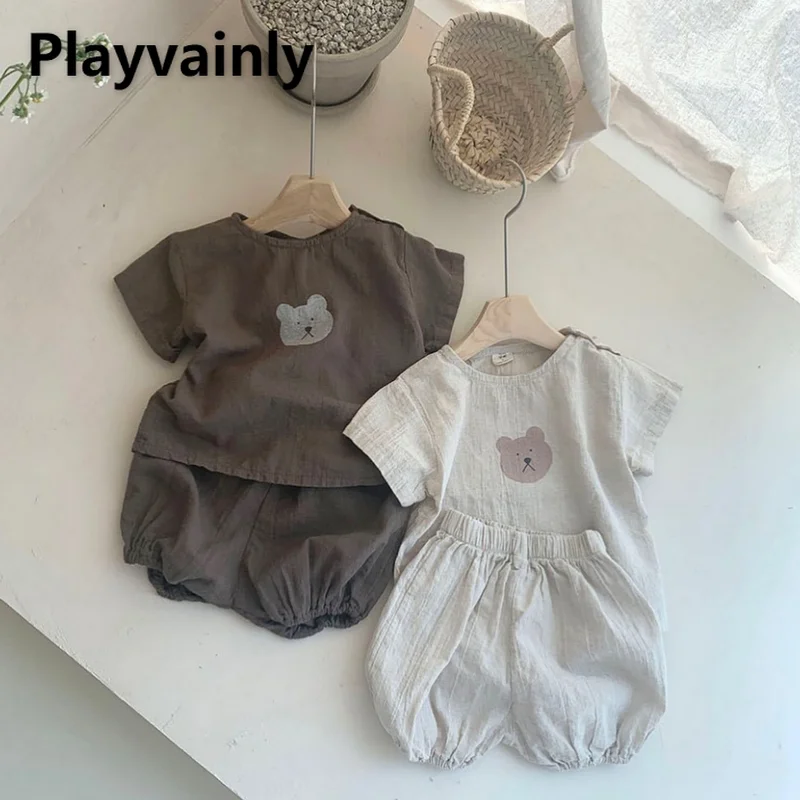 

Футболка с коротким рукавом и шорты унисекс, из хлопка и льна