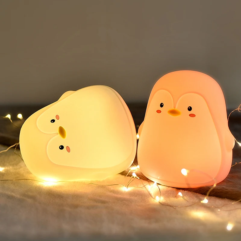 

Baby Christmas Gift Penguin Night Light Rechargeable 7 Colors USB Charging Silicone Touch Sensor LED Night Lamp For Children