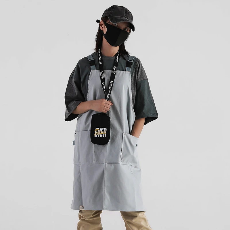 

Kitchen H Style Cotton Linen Aprons Solid Bandage Household Cleaning Tools Kitchen Cooking Aprons Women Men Unisex work Apron