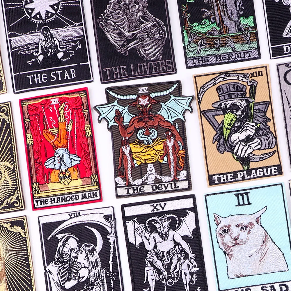 

DIY Punk/Style Tarot Embroidery Patch Iron On Patches For Clothing Thermoadhesive Patches On Clothes Demon Sewing/Fusible Patch