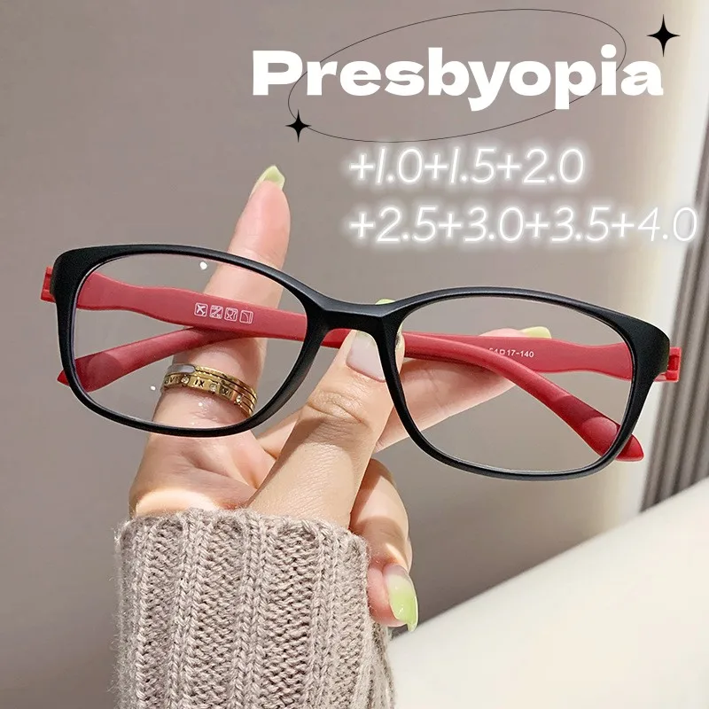 

TR90 HD Lens Reading Glasses Trendy Blue Light Blocking Presbyopia Eyeglasses Men Women Square Transparent Far Sight Eyewear