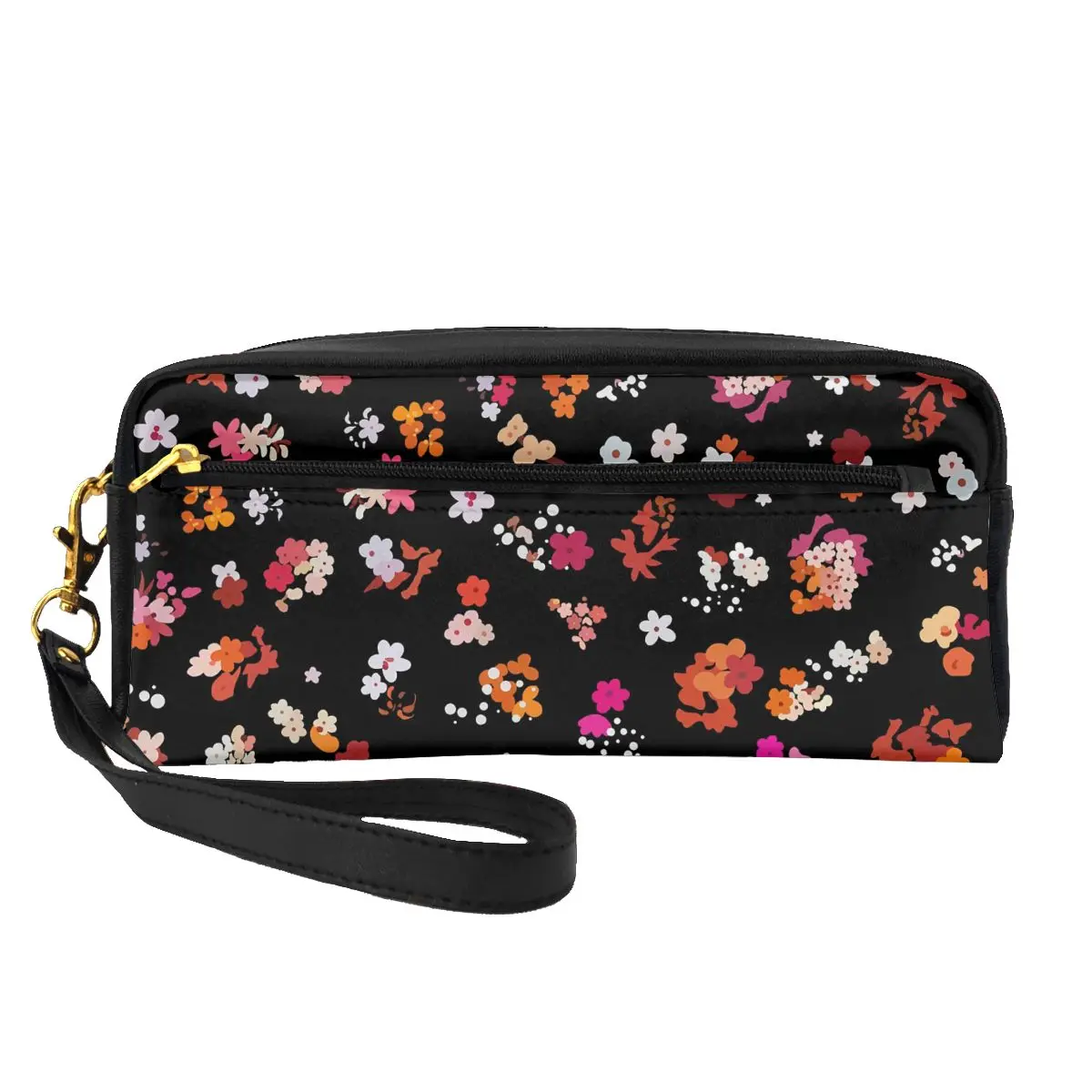 

Colorful Flower Print Leather Storage Organizers Pretty Floral For Girl Makeup Pouch Travel Pack Cosmetic Bags