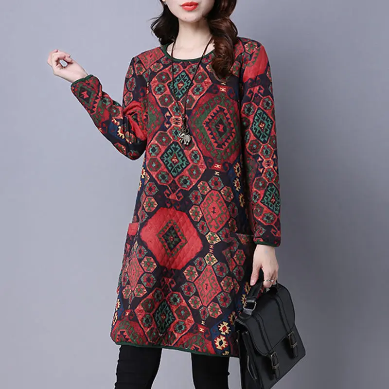 Женское универсальное платье с длинным рукавом Повседневное круглым вырезом и