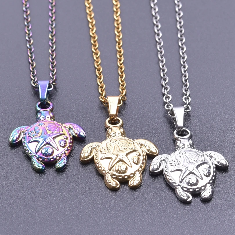 

Animal Starfish Sea Turtle Charm Necklace Stainless Steel Necklaces For Women Men Pendant Fashion Jewelry Gift Beach Accessories