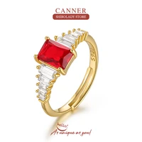 canner rectangle ruby 925 sterling silver rings for women 18k gold zirconia%c2%a0 anillos mujer fine jewelry wedding party