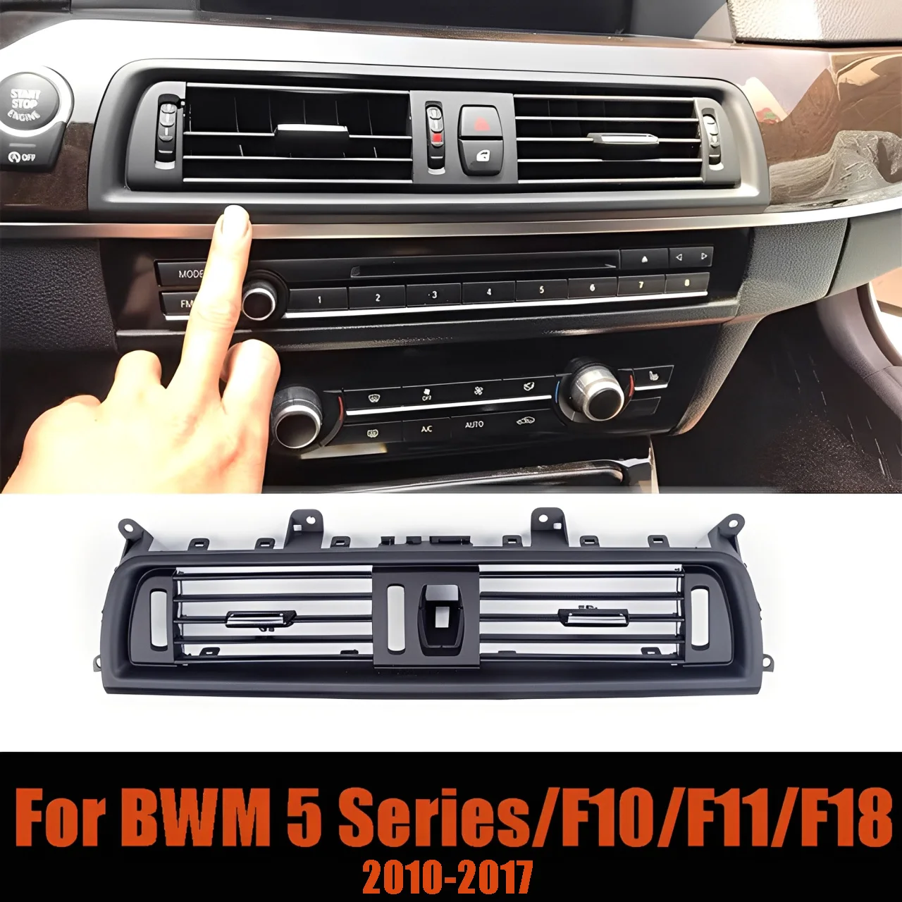 Фото Центральная решетка передней консоли, вентиляционная решетка кондиционера переменного тока для BMW F10 F11 520i 523i 525i 528i 535i №1