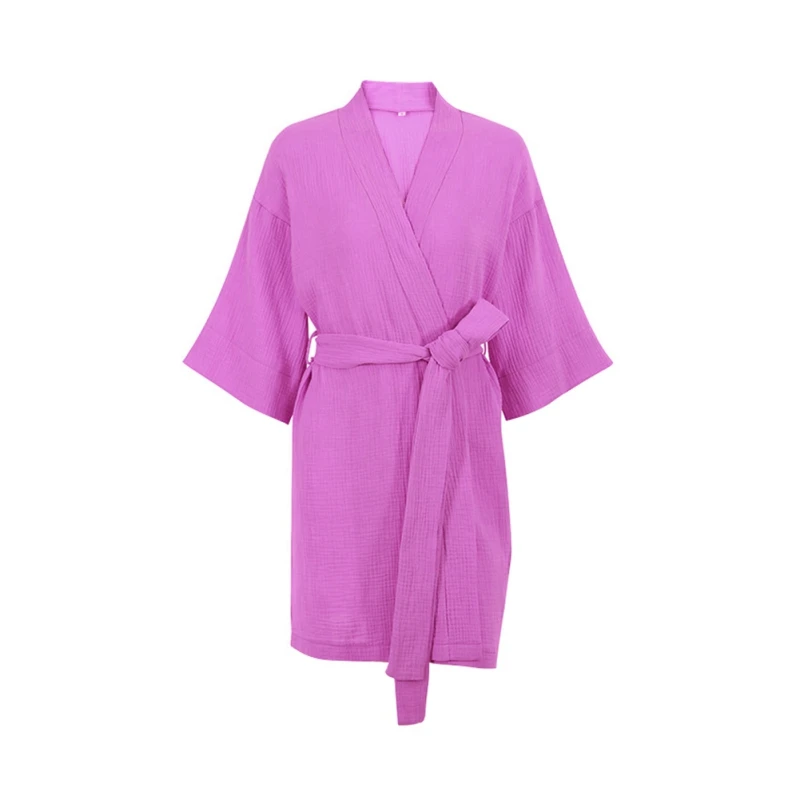 Cotton Robe Lace Up Sleepwear  Mini Bathrobes Muslin Women'S Home Clothes Solid Color Robes Women Nightie Women's Nightwear