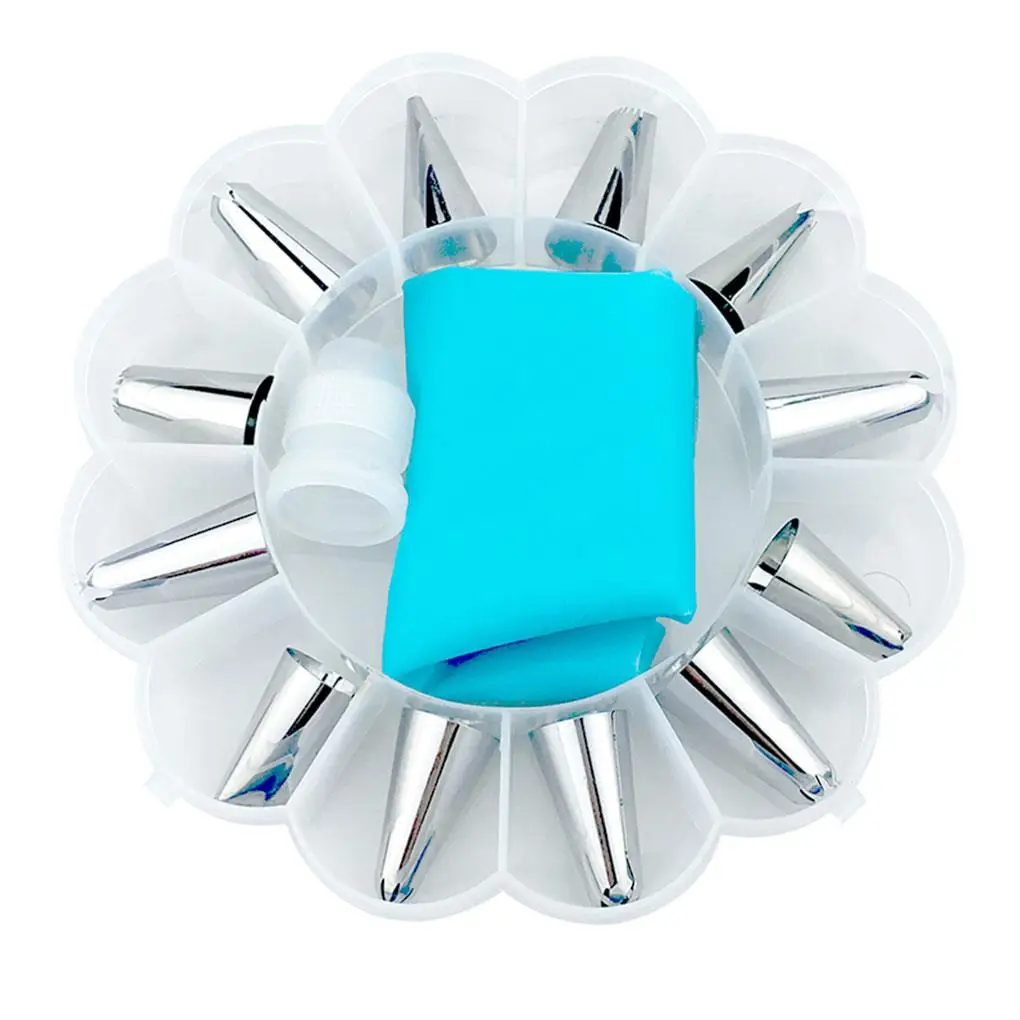 

14 Pcs/set Cake Fondant Cream Icing Bag Nozzles Set Chocolate Cupcake Decorating Piping DIY Tool Kit