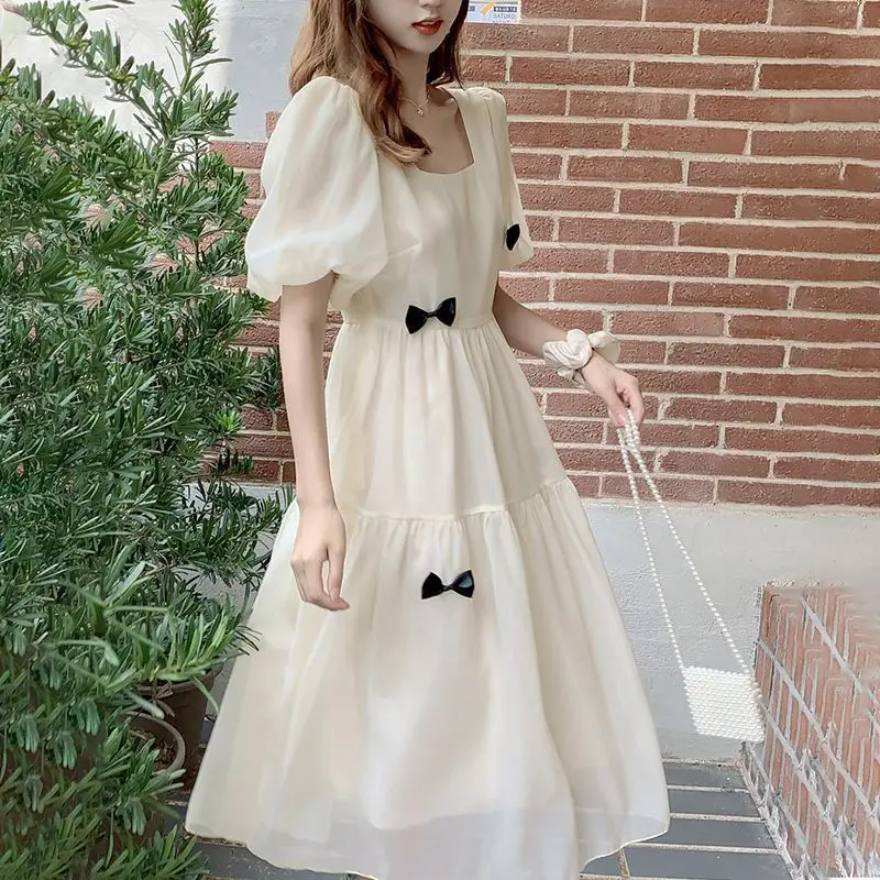 

Женское платье миди с рукавами-фонариками, элегантное винтажное платье средней длины во французском стиле, лето 2023