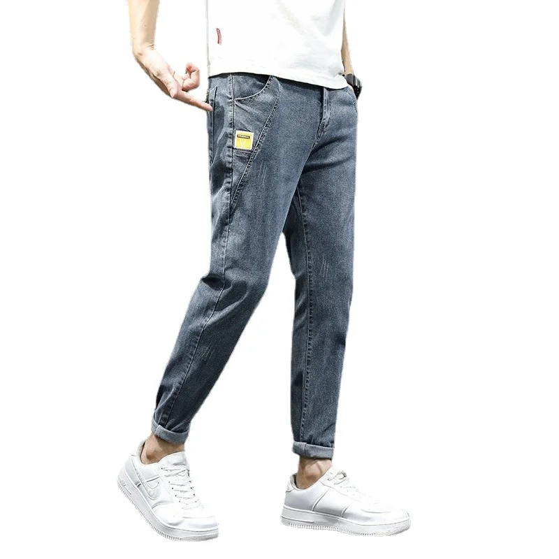 

men Jeans Men Stretch leisure Blue straight Jeans Pants Spring Summer Streetwear harlan pants Male Long Trousers Wide leg pants