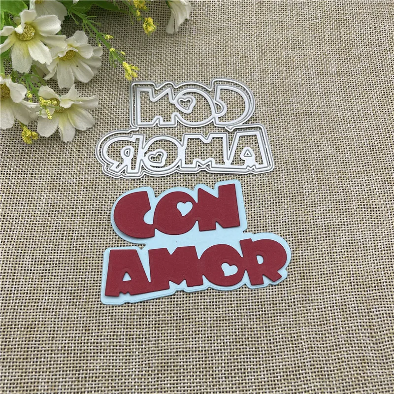 

New Spanish word love lace Metal Cutting Dies Stencils For DIY Scrapbooking Decorative Embossing Handcraft Template