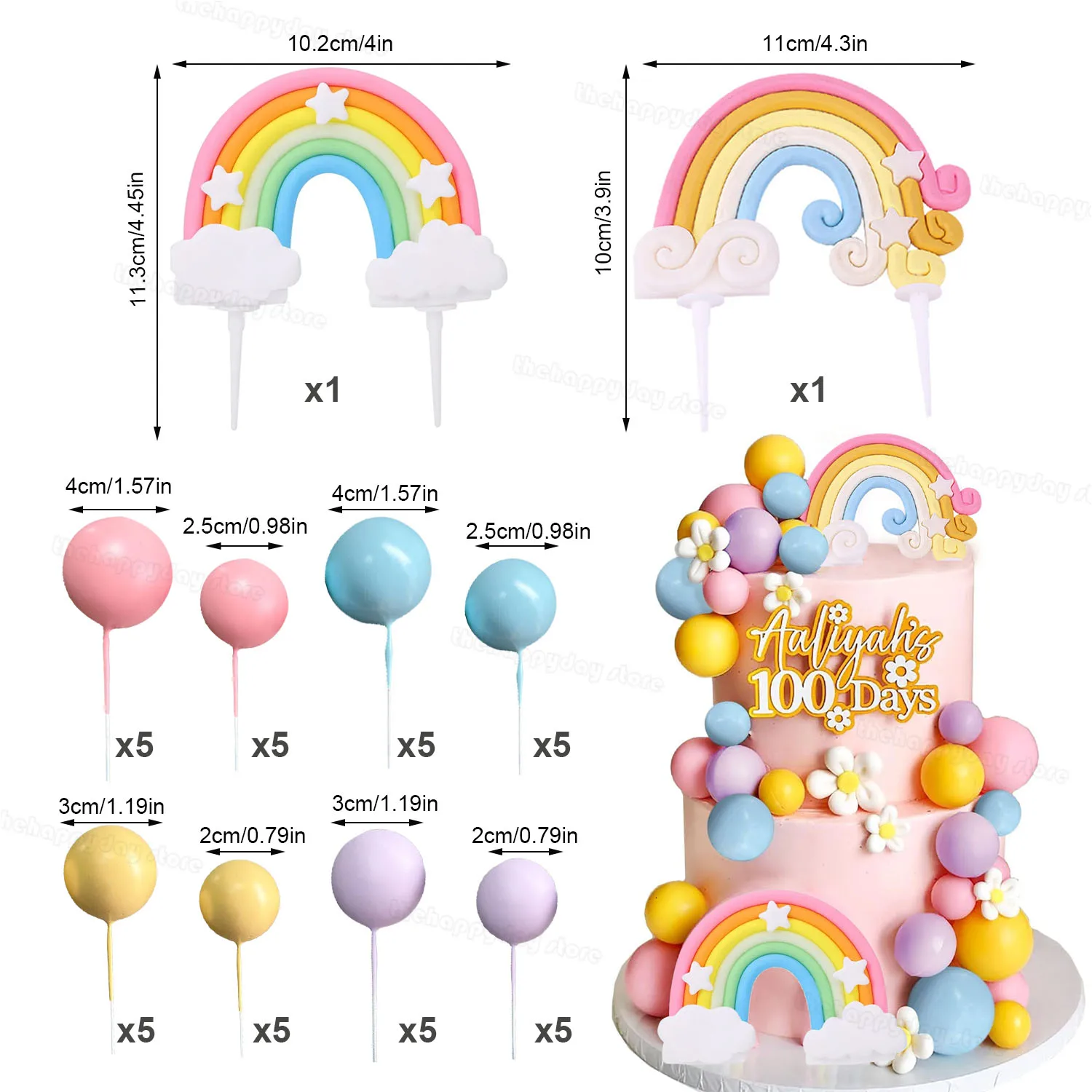 Радужные топперы для торта MicroPlush