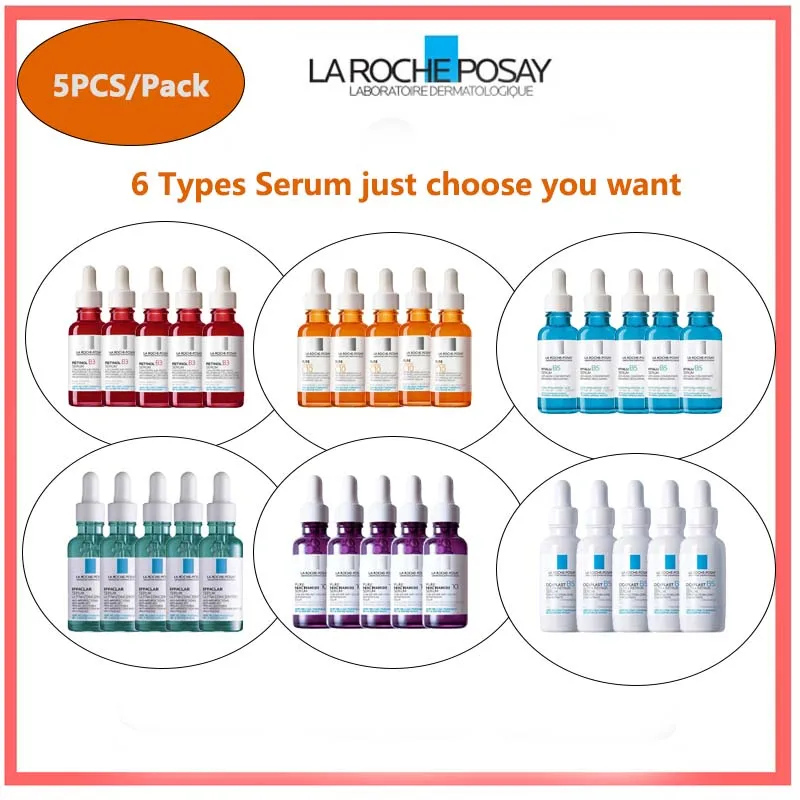 

5PCS/Pack Set La Roche Posay Serum 30ml Effaclar/Nicotinamide10/Hyalu/Cicaplast B5/Retinol B3/Pure VC10 Anti-Wrinkle Acne Repair